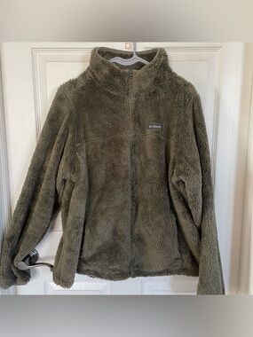 Columbia Olive Green Full Zip Up Fuzzy Jacket size XXL